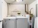 Convenient laundry room includes a washer, dryer, and water heater at 3743 S Atlantic Ave # 11D, Daytona Beach Shores, FL 32118