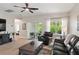 Cozy living area with comfortable seating, ceiling fan, and bright windows for natural light at 5539 Estero Loop, Port Orange, FL 32128