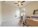 Bedroom with closet and carpet; currently used as a storage space at 2840 Monaghan Dr, Ormond Beach, FL 32174