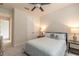 Cozy bedroom featuring a bed, closet, and decorations with marine motifs at 2840 Monaghan Dr, Ormond Beach, FL 32174