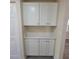 Built in white cabinets and quartz countertops for optimal pantry and storage space at 741 Ellen St, Daytona Beach, FL 32114