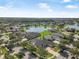 Overhead view of homes surrounding a lake, each with well-maintained lawns and landscaping, creating a peaceful community atmosphere at 3615 Marisol Ct, New Smyrna Beach, FL 32168