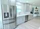 Modern kitchen with stainless steel appliances, sleek cabinetry, and hardwood floors at 13 Sunrise Ave, Ormond Beach, FL 32176