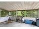 The covered back patio is perfect for year-round enjoyment and has views of the green backyard at 2101 Almond St, Orange City, FL 32763