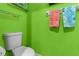 Bathroom featuring a white toilet, green walls, and colorful towels for a vibrant yet simple design at 2934 Oceans Trce, Daytona Beach Shores, FL 32118