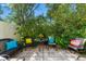 Charming patio with colorful decor and seating surrounded by lush greenery at 2934 Oceans Trce, Daytona Beach Shores, FL 32118
