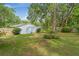 Spacious backyard with lush greenery, mature trees, and a privacy fence at 7686 Sw 81St St, Ocala, FL 34476