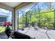 Relaxing screened patio with patio furniture, landscaping and an open airy feel at 206 St Somewhere Dr, Daytona Beach, FL 32124