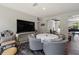 Dining area featuring stylish furniture, a large television, and elegant decor with hardwood floors at 21375 Nw 150Th Avenue Rd, Micanopy, FL 32667