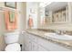 This bathroom has a decorative counter top and neutral color palette at 89 S Atlantic Ave # 1004, Ormond Beach, FL 32176