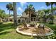Inviting backyard with firepit area surrounded by stone and chairs for relaxing outdoor gatherings at 1108 Shockney Dr, Ormond Beach, FL 32174