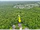 Aerial view of the property nestled among mature trees, offering both privacy and scenic views at 1254 Royal Pointe Ln, Ormond Beach, FL 32174