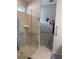 Modern bathroom with a glass-enclosed shower and accessibility grab bars at 146 Via Madrid Dr, Ormond Beach, FL 32176