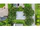 Straight down aerial shot of a home with a gray roof and a green lawn surrounded by trees at 24 Katrinas Dr, Ormond Beach, FL 32174