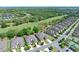 An aerial view of homes lining the golf course with a pond and other homes nearby at 3132 Connemara Dr, Ormond Beach, FL 32174