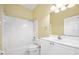 Bathroom with shower-tub combo and single vanity at 3132 Connemara Dr, Ormond Beach, FL 32174