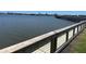 Scenic waterfront view with a boardwalk and railing overlooking the water and city skyline at 1218 Daytona Ave, Daytona Beach, FL 32117