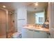Modern bathroom with glass shower, marble countertop, and stylish fixtures at 231 Riverside Dr # 1602, Holly Hill, FL 32117
