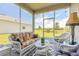 Relaxing screened patio with plush seating and tranquil backyard views at 2836 Monaghan Dr, Ormond Beach, FL 32174