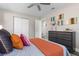 Comfortable bedroom with cozy bedding, neutral walls, and an ensuite bathroom at 105 Bonita Pl, Ormond Beach, FL 32174