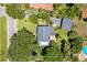 Aerial view of the property and yard featuring a patio at 1221 Gamble Pl, Daytona Beach, FL 32118