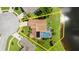 Aerial view showing lot lines with screened in pool and waterfront views at 1904 Rouzbeh Ct, Port Orange, FL 32128