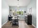 Well-lit home office with a large window overlooking the pool and backyard at 1904 Rouzbeh Ct, Port Orange, FL 32128
