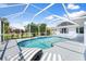 Beautiful in-ground pool with sun loungers surrounded by a screened enclosure at 1904 Rouzbeh Ct, Port Orange, FL 32128