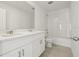Clean and modern bathroom with double vanity, sleek fixtures, and a shower-tub combination at 288 Links Terrace Blvd, Daytona Beach, FL 32124