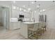 Modern kitchen featuring an island with seating, white cabinets, quartz countertops, and stainless steel appliances at 3029 Adrian Dr, Ormond Beach, FL 32174