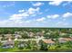 Scenic aerial view of a neighborhood with lush trees and a tranquil lake at 8043 Pine Hollow Dr, Mount Dora, FL 32757