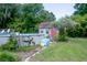 Backyard with above ground pool offering outdoor activities, relaxation, and fun in a landscaped yard at 14700 Se 94Th Ave, Summerfield, FL 34491