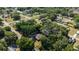 Aerial view showcasing a home nestled among mature trees in a tranquil residential neighborhood at 8566 Se 156Th Pl, Summerfield, FL 34491