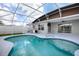 Relaxing screened-in pool with a clear blue water and fan at 3114 Jemima Ave, The Villages, FL 32163