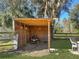 New storage shed with lawnmower, ready for your equipment at 11635 Se Highway 42, Weirsdale, FL 32195