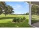 Backyard with golf course view and screened porch at 668 Maybank Loop, The Villages, FL 32162