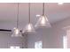 Elegant pendant lights hang above the kitchen island adding modern style and extra illumination at 10643 Grand Oaks Blvd, Oxford, FL 34484