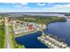 Community aerial view situated on a lake with private boat slips for the residents at 1401 W Highway 50 # 12, Clermont, FL 34711