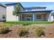 Exterior view of the home's backyard featuring a covered patio, young trees and new landscaping at 6224 Trailblaze Bnd, Saint Cloud, FL 34771