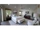 This staged bedroom features wood-look floors, modern lighting, and stylish furniture at 17755 Se 85Th Ellerbe Ave, The Villages, FL 32162