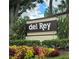 Community entrance sign for Del Rey, with lush landscaping at 6116 Curry Ford Rd # 229, Orlando, FL 32822