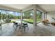 Indoor dining area with modern decor, hanging chair, and scenic backyard views at 16909 Crete Way, Bella Collina, FL 34756