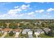 This aerial view shows a charming home with a manicured lawn at 24124 Robinwood St, Leesburg, FL 34748