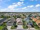 Aerial view of a single-Gathering home with a two-car garage and landscaped yard at 5738 Leigh Ln, The Villages, FL 32163