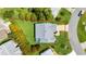 Aerial view of property shows lush landscaping, surrounding neighborhood and location at 956 Chula Ct, The Villages, FL 32159