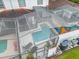 Aerial view of a screened in private pool with a decorative mural at 4847 Clock Tower Dr, Kissimmee, FL 34746