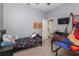 bedroom with a bed, basketball hoop and desk at 1148 Calloway Cir, Clermont, FL 34711