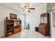 Bedroom displaying shelving, wood floors, and ample storage at 36729 Alaqua Ct, Eustis, FL 32736