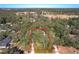 Aerial view showing a vacant lot surrounded by trees and houses at 1415 E 9Th Ave, Mount Dora, FL 32757