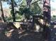 Partially covered with leaves, the backyard has cement and a few trees in the background at 11 The Crescent, Minneola, FL 34715